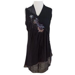 ANTHROPOLOGIE SAILANA Women’s Silk Dress Size S Embroidered Sleeveless